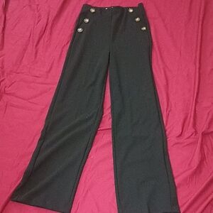 BBJ Los Angeles Black Wide-Leg Trousers Size S Spring Summer Professional Button